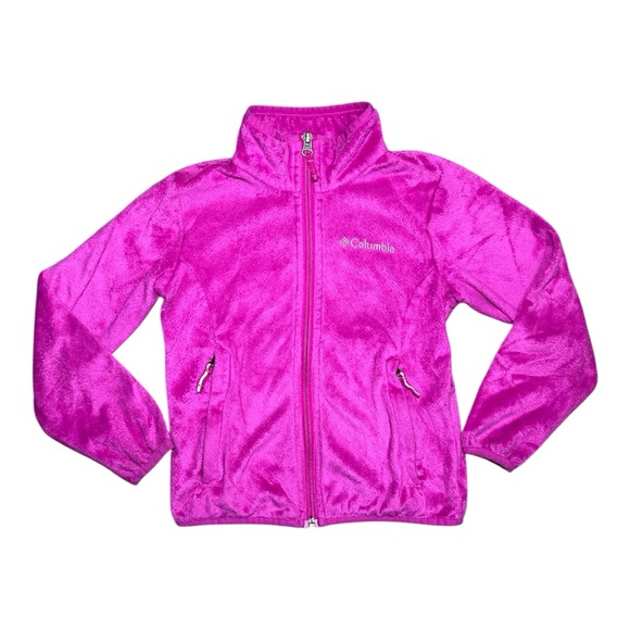 Columbia Vivid Pink Lush Plush Fleece Jacket kids size XS or 6, Cozy, Soft, Warm - Picture 1 of 8